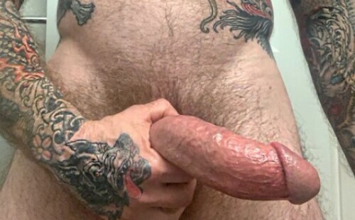 Big muscle tattoo and hard dick
