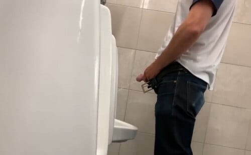 Nice guy with big dick caught peeing