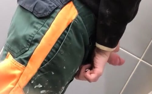 Delicious big dick caught peeing at urinals by spycam