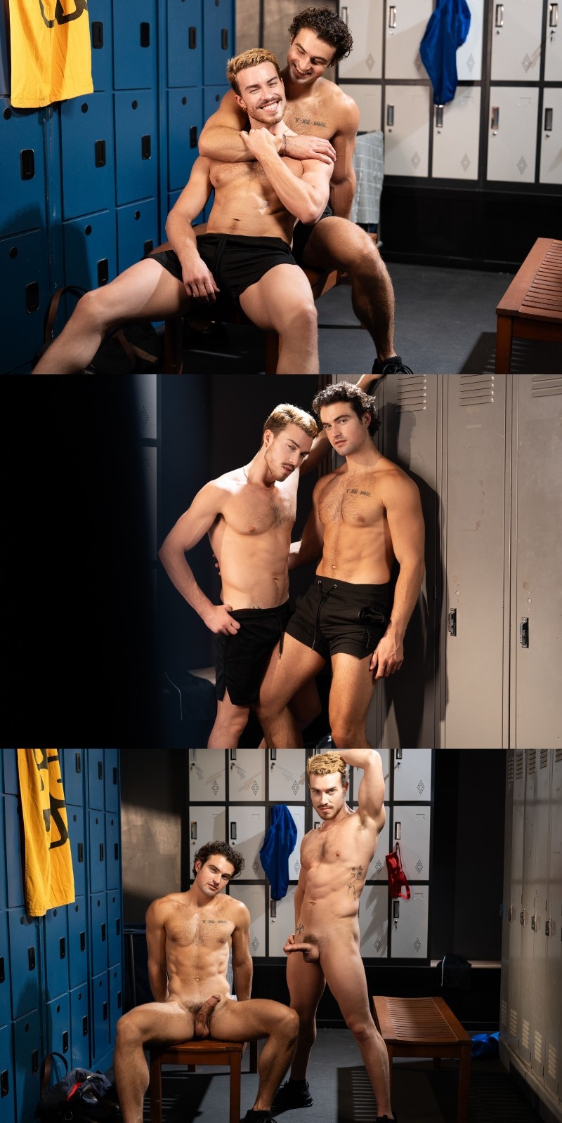 Luca Zae & Mike Monroe have an adventurous raw fuck in the locker room