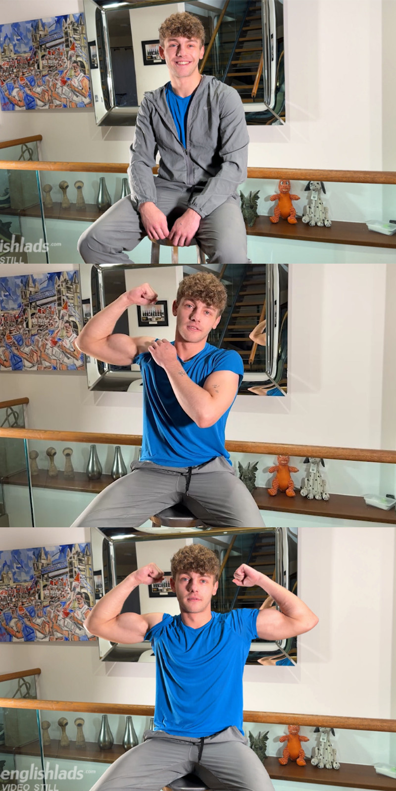 Lucian Power jacks off his uncut cock to a messy end