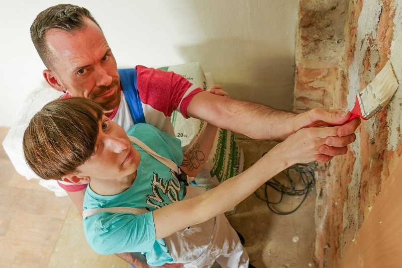Dirty Dad Fucks His Stepson on a DIY Project