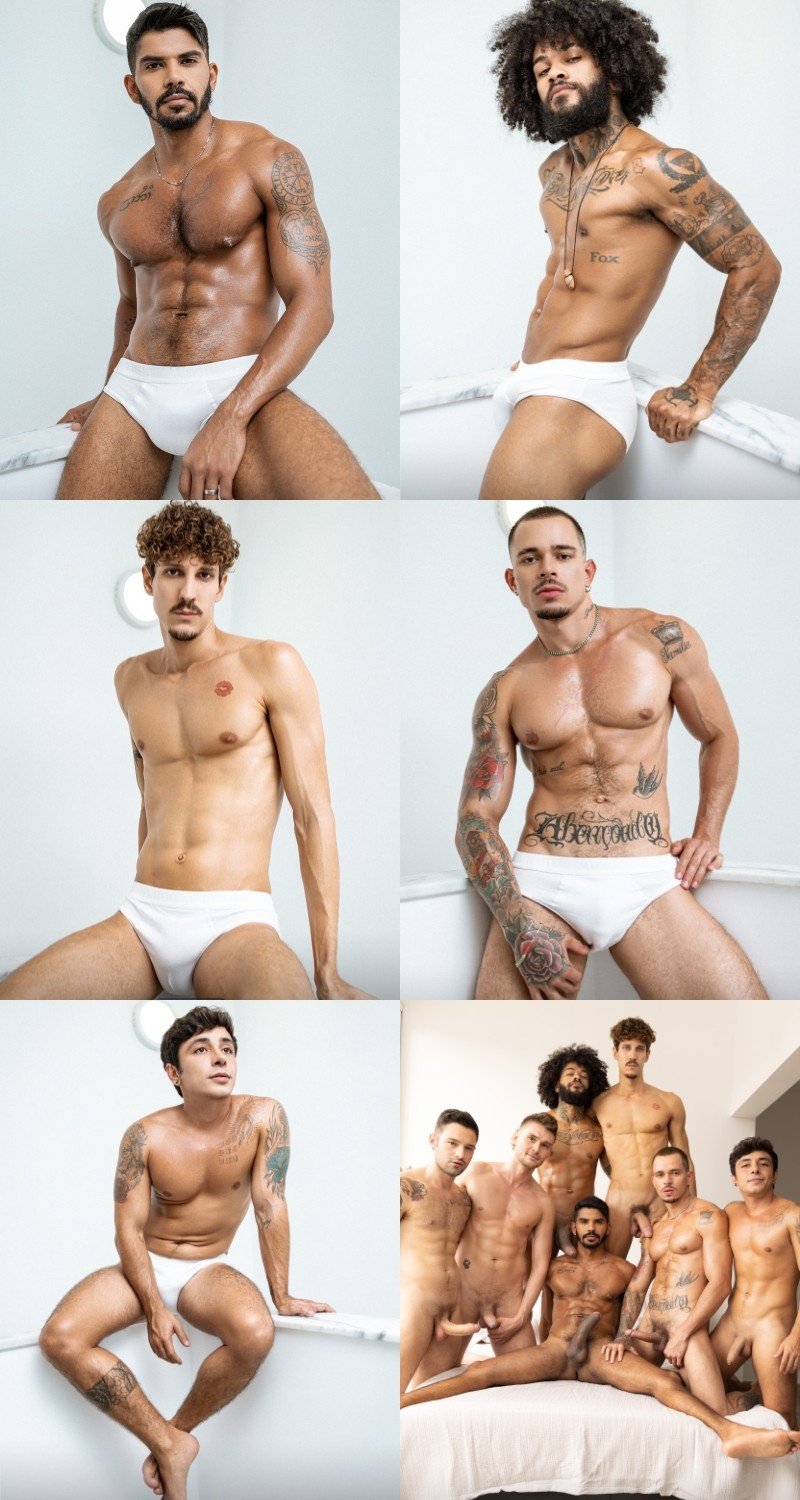 6 Hung & Horny Brazilians Gang Fuck Handsome Bottom