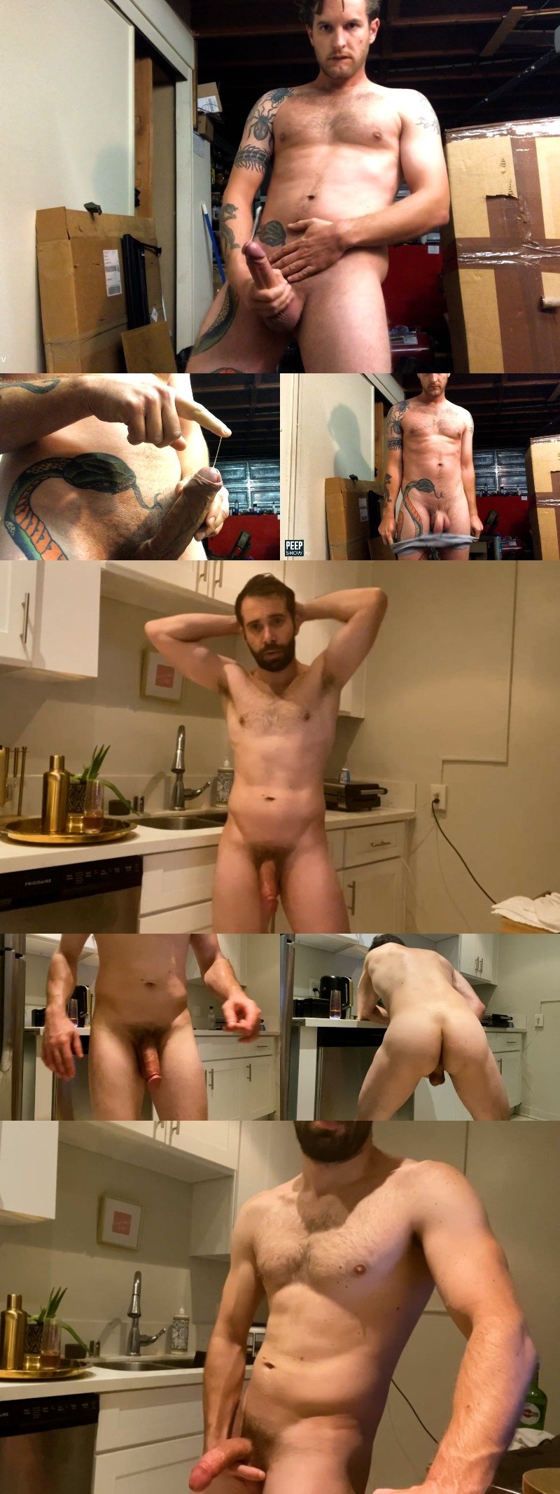 Four Bearded Amateur Guys Stroking in Homemade Vids