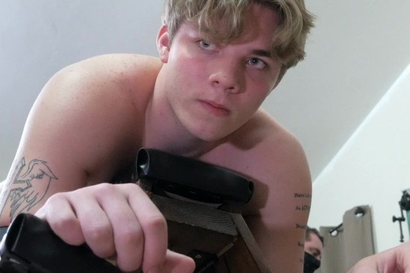 19-Year-Old Blond Straight Boy Takes a Vibrator on Cock4Cock