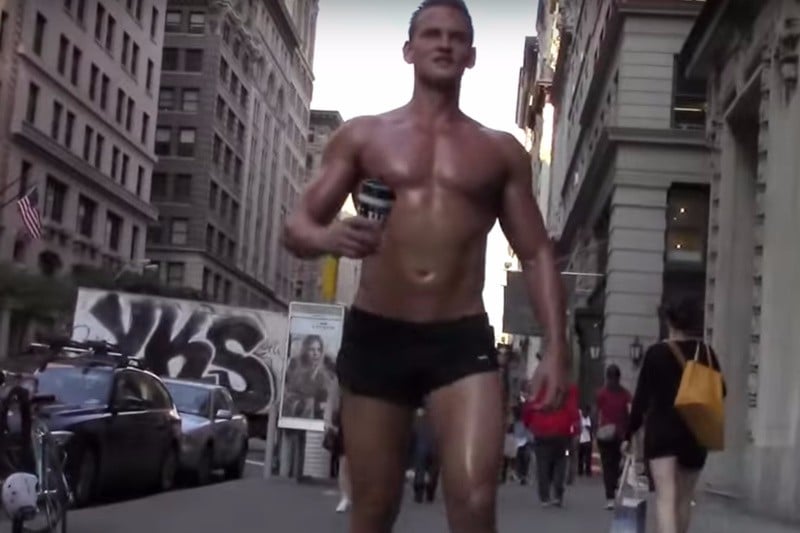Guy Watching: Nearly Naked Muscle Man Parades Downtown