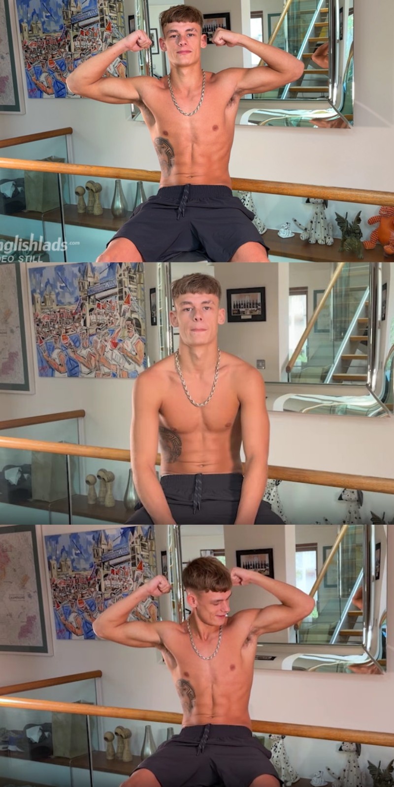 Theo Ardent shoots huge loads from his rock-hard 7-inch uncut cock