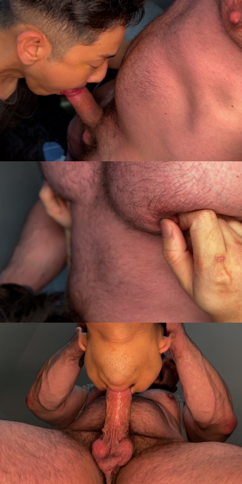 Mick Gold uses his mouth as a sucking machine on Logan Packard's big cock