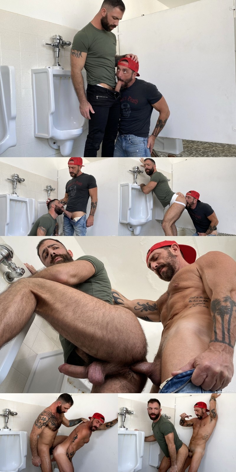 Hairy Lovers Fuck Each Other is Rest Stop Toilet