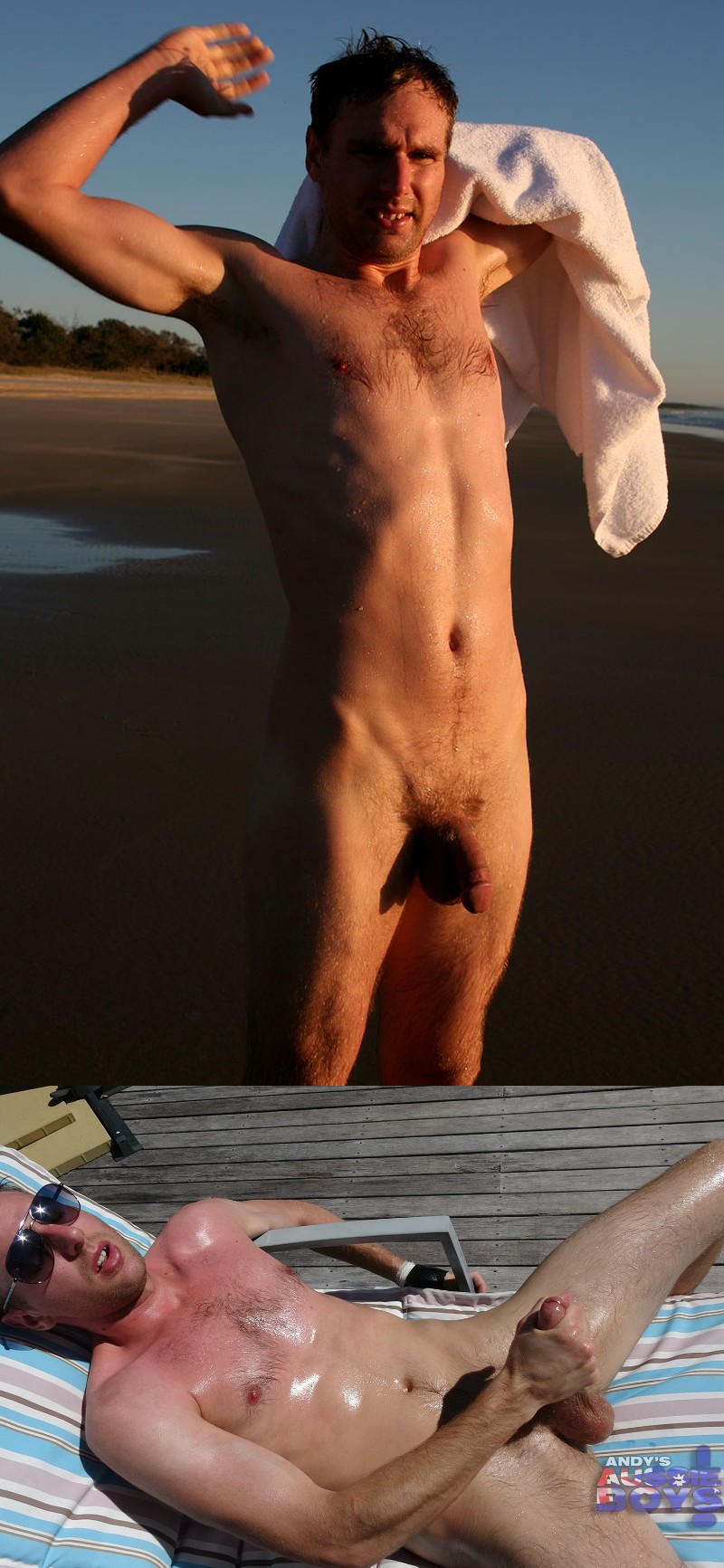 Aussie Boy Strokes His Dick on the Beach