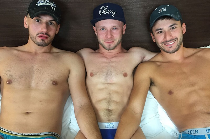 Three Scruffy Boys in a Hotel Threeway