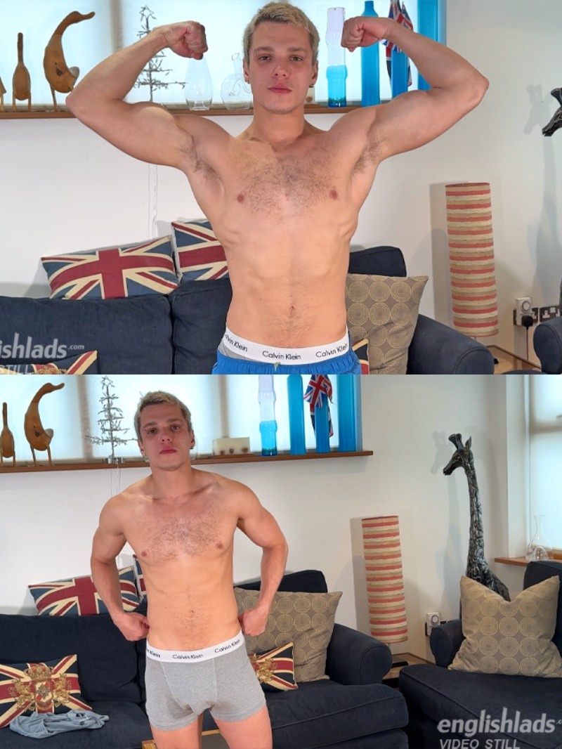 Hung British Blond Stud Wanks In His First Video
