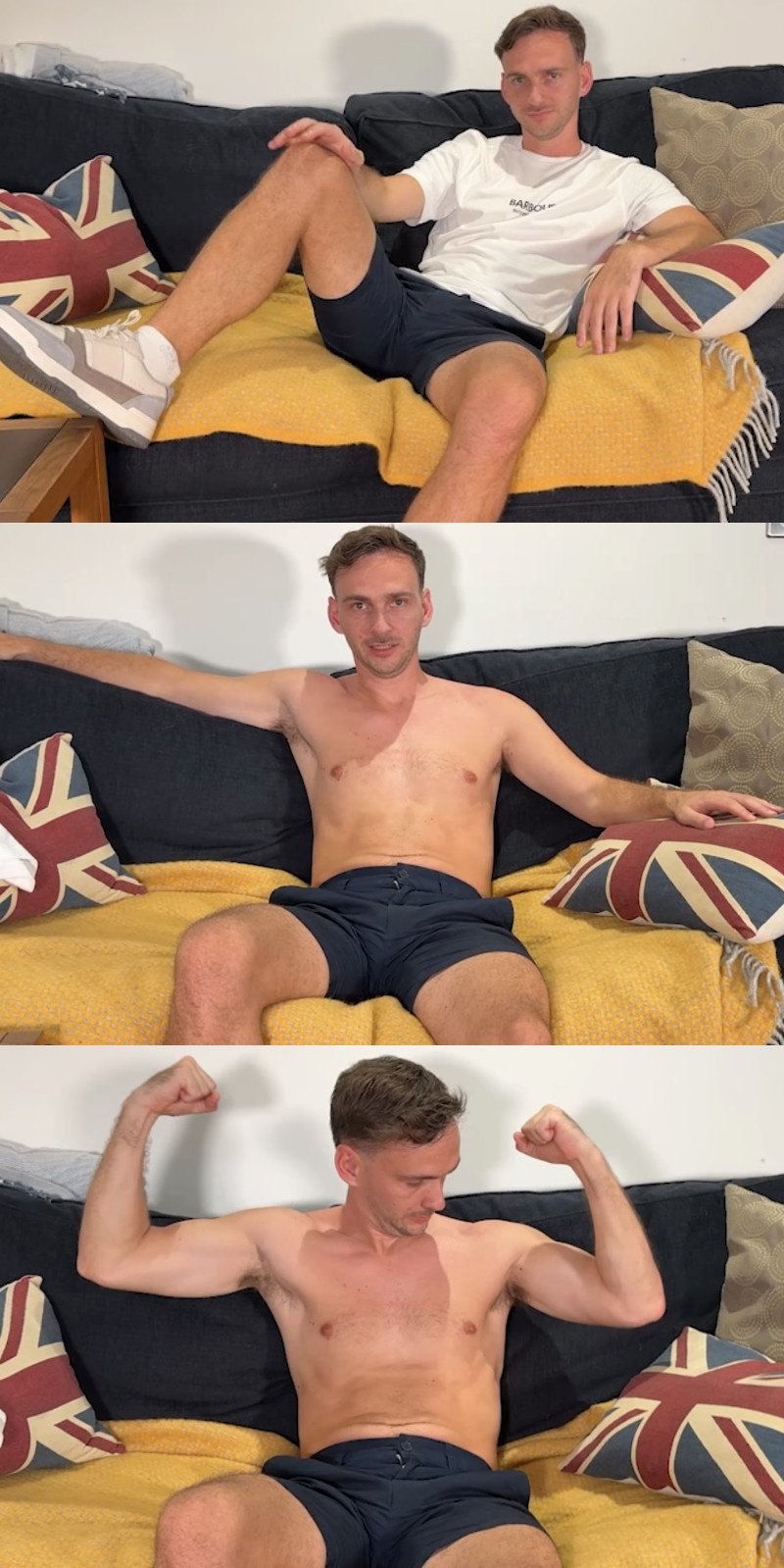 Str8t Footballer Pumps His Uncut Cock Until He Cums