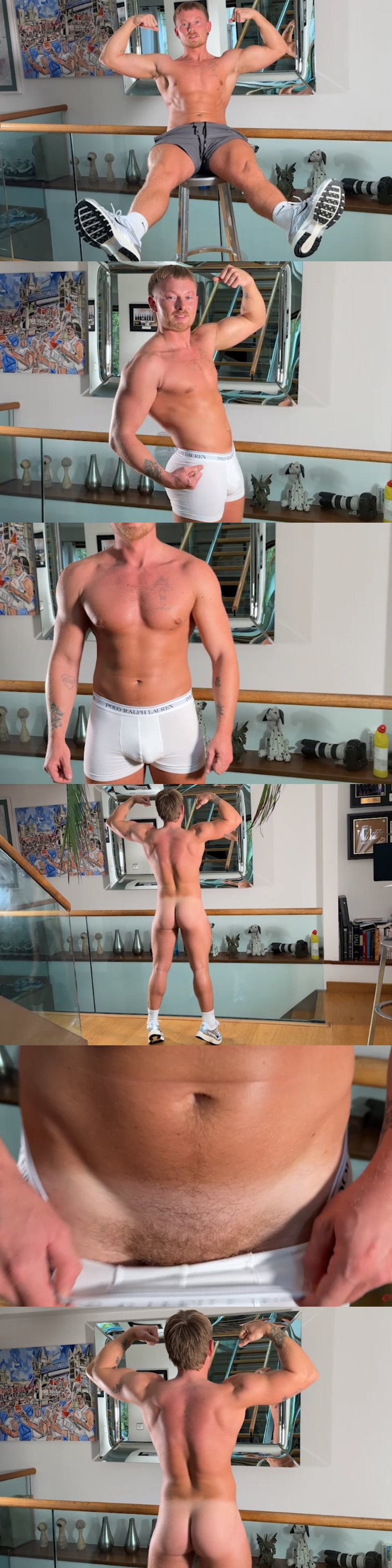 Jay Bellows Flexes His Muscles & Rock Hard Cock