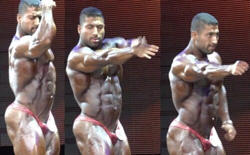A bodybuilder unwillingly exposed his private parts