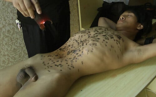 Naked Chinese Boyz Bondaged And Got Hot Wax