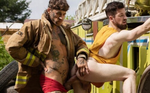 Thyle Knoxx gets his hole drilled by Bo Sinn in Bromo’s “Pyromaniac”