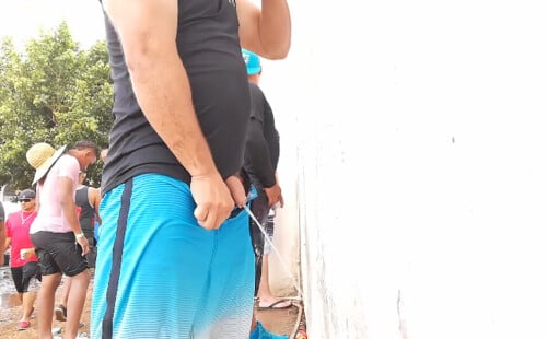 Uncut man caught peeing in public