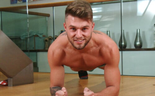 Squirting cum with Footballer Harvey Jones