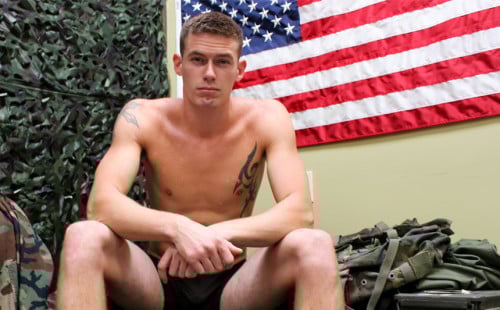 New recruit Tyler Layton jerks off and shoots a big load
