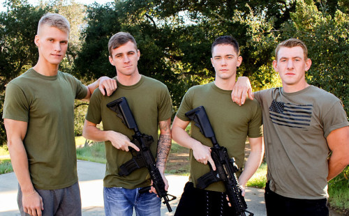 Four horny recruits suck and fuck