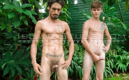 Best Buds Jerk Their Cocks And Splash Their Spooge!