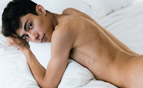 Latino twink Luca Ambrose in a solo photoshoot