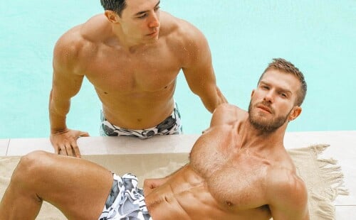 Three Buff Dudes Take A Dip