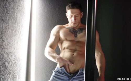 Hot muscular studs Dalton Riley & Brandon Anderson fuck raw in the dark room.