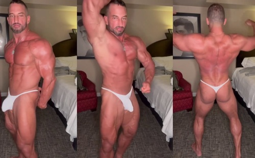 A hot DILF posing in a thong (video)