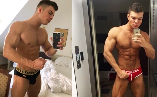 Cute but muscled Hungarian influencer showing off