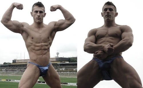 Eastern European muscle model showing off