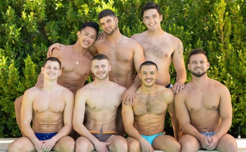 The Palm Springs trip ends with a 7-guy bareback fuckfest