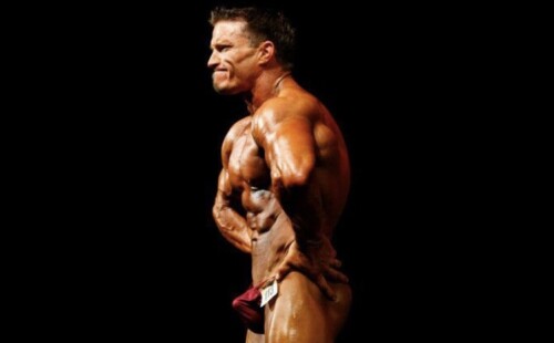 Erection during bodybuilding competition