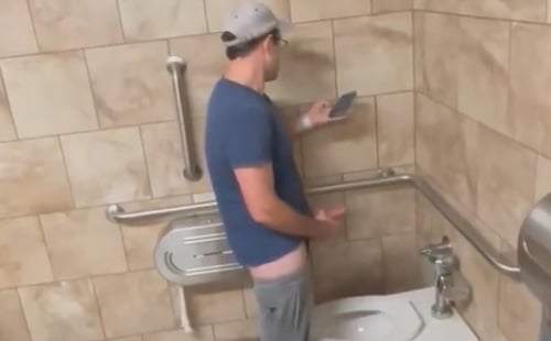 Guy with enormous dick caught jerking off
