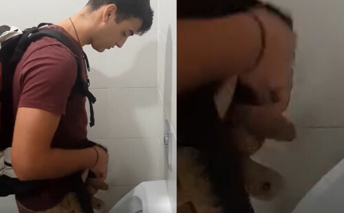 Hot guy caught peeing at urinals by a spycam
