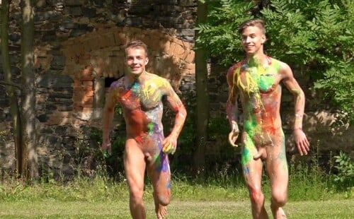Uncut Twink Boys Pip Caulfield And Fabien Jacq Get Messy Outdoors!