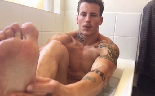 Aussie geezer Alec Nysten taking a bath!