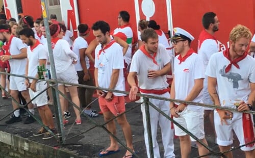 Guys caught peeing in public during Bayonne Feria