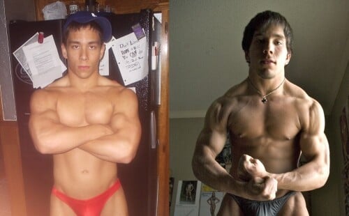 Mark has a nice big bulge in his skimpy posing trunks