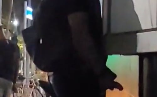 Hung guy peeing in the streets of Rio