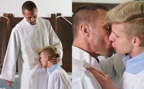 Hung Priest Bends Altar Boy Over in Church