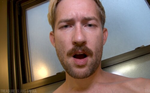 Sexy Blond Guy with Hairy Pubes Strokes His 8.5 Inches