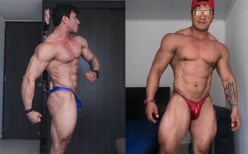 Colombian personal trainer showing off his body