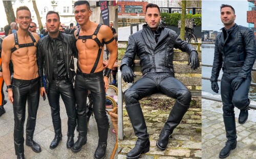 Nicolas is still looking great in leather, with friends or just out and about!