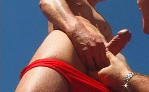 Horny in Red Speedos