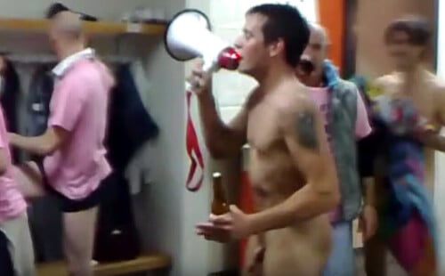 Hot Italian footballers naked for a locker room celebration