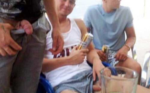 Straight latin guys flashing their dicks at a bar