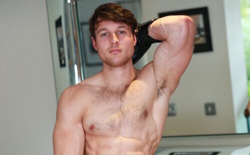 Hung straight boxer Troy Chester wanks a good load out