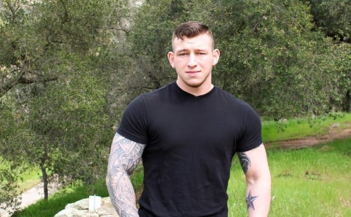 Big new recruit Maxx Guns strokes his cock